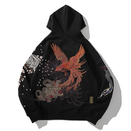 Embroidered Hoodie 'Four Gods'